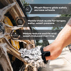 Blackline Car Wheel Mitt -Premium Scratch Free Microfiber Wash Mitt for Automotive Cleaning|Car Detailing Accessory Works with Bucket, or Foam Cannon | 70%/30% Microfiber Blend
