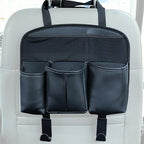 Amooca Car Backseat Organizer PU Leather Storage Bags Travel Accessories Large Pockets for Water Bottle Drink Tissue with Hooks