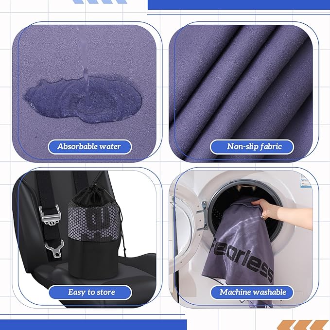 Hahafelt 2 Pack Car Seat Towel Cover and Athletic Running Towel with Storage Bags, Sweat Washable Gym Seat Protector Non Slip for Dog Pet Workout Running Outdoor Sport Activities(Pure Gray)