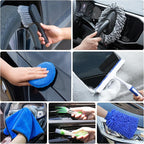 AUTODECO 27Pcs Car Detailing Brush Set, Car Detailing Kit, Auto Detailing Drill Brush Set, Car Detailing Brushes, Car Wash Cleaning Tools Kit for Interior, Exterior, Wheels, Blue