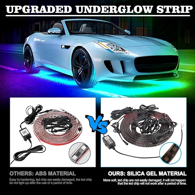 Car Underglow Lights Chasing Color , Upgraded Bluetooth Led Strip Light with Dream Color Chasing 212 Mode, Music Mode, DIY Mode, APP Control Underbody Strip Kit for Car, 35Inch & 47Inch, 6PC Pack