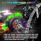 Nilight 4PCS 15.5inch LED Wheel Ring Lights RGB with APP and Remote Control Neon Lights Million Colors w/Turn Signal and Braking Function for Car Van SUV Truck