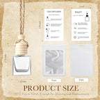 Boao 50 Sets Hanging Car Air Freshener Diffuser Bottles with Instruction Card and 4 x 6'' Resealable Holographic Bag for Empty Car Essential Oil Perfume Bottles Packaging (Cube)
