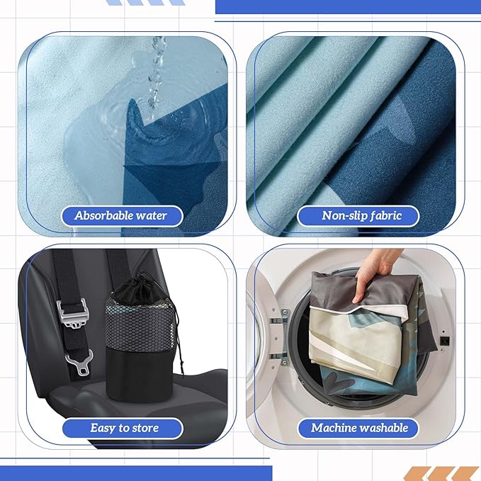 Hahafelt Car Seat Towel Covers with Storage Bag Seat Post Workout Sweat Cover Washable Non Slip for Car Towel for Dog Pet Workout Outdoor Sport Activities(Grizzly Guide)