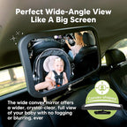 KeaBabies Baby Car Seat Mirror - Wide Shatterproof Backseat Infant Car Mirror for Baby Rear Facing, Crystal Clear View, Travel Accessories, Easy Install & Adjust for Removable Headrest (Matte Black)