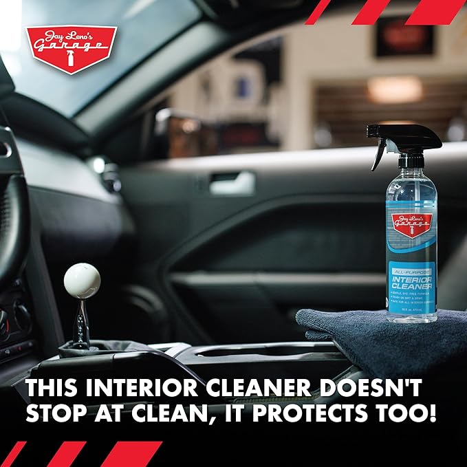 Jay Leno's Garage All Purpose Interior Cleaner Spray for Cars Trucks SUVs and Motorcycles Cleans Leather Vinyl Plastic Wood Grain and Screens Protects with UV Inhibitors 16 oz (16 oz (Pack of 2))