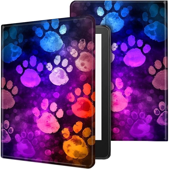 for Kindle Paperwhite Case,6" Kindle Paperwhite 4 10th Generation Case 2018 & Kindle Paperwhite Signature Edition,Leather Slim Adjustable Stand Cover Auto Wake/Sleep,Purple Glitter Paw