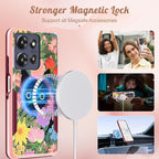 LISEVOfor Moto G Power 2025 Case - for Motorola Moto G Play 2025 Case Compatible with MagSafe Women Cute Girls Magnetic Protective Phone Cover Girly Cat Flower Floral Heavy Duty Shockproof