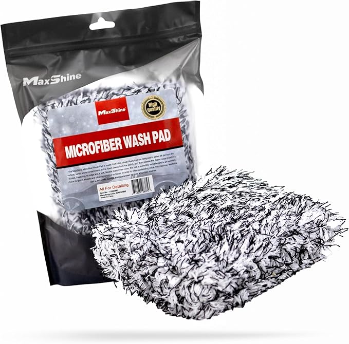 Maxshine Universal Super Fluffy Microfiber Wash Pad | Ergonomic Scratch-Free Car Wash Pad for Wax, Sealants & Glazes | Washable Reusable Microfiber Pad | Auto Detailing & Car Cleaning Tool