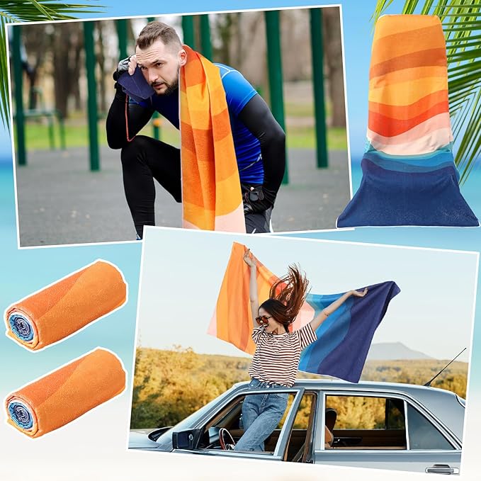 Hahafelt 2 Pack Car Seat Towel Covers Athletic Running Towel Performance Microfiber Post Workout Sweat Washable Cover Non Slip for Seat Outdoor Sport (Boho)