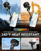 Heavy Duty Truck Phone Mount, Aluminum 360° Rotating Anti-shake Suction Cup Phone Mount, 14.5" Long Arm Metal Windshield Phone Holder for Car Truck Semi, Fits Thick Cases F-150 Silverado RAM Kenworth