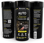 Wipex Auto Interior Car Cleaning Wipes - Plant Based Car Wipes - Lavender Essence, Safe for Vinyl, Rubber, Plastic, Leather, Chrome, Non-Greasy Matte Finish, UV Protectant, 40Ct Car Detailing Supplies