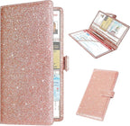 RSAquar Car Registration & Insurance Holder, Vehicle Glove Box Organizer, Cool Accessories for ID, Driver License Cards & Essential Documents, Glitter Rose Gold