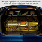 SugarFox Car Trunk Organizer for SUV, Heavy Duty Waterproof Trunk Organizer, Foldable Collapsible Car Organizer with Cooler, Multi-Compartment Large Trunk Organizer (95L), Green-M003