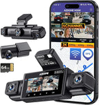 AZDOME 4 Channel Dash Cam 360°View,2K Dash Camera for Cars,Front and Rear Left Right Wireless Car Camera,Find My & APP Control,Built-in GPS 5.8G WiFi,Night Vision,24H Parking Mode,Free 64GB Card