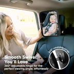 KeaBabies Baby Car Seat Mirror - Wide Shatterproof Backseat Infant Car Mirror for Baby Rear Facing, Crystal Clear View, Travel Accessories, Easy Install & Adjust for Removable Headrest (Matte Black)