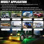8-Pack Dual Color Watermelon Lights LED Strobe & Steady Cab Roof Clearance Warning Marker Lights with Clear Lens & Bezel Suitable for Trailer Kenworth Peterbilt Freightliner (Amber Green)