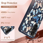 for Samsung Galaxy A36 5G Phone Case - Compatible with MagSafe Women Girls Cute Magnetic Protective Cover Girly Blue Butterfly Heavy Duty Shockproof Design for Samsung A36 5G Cases 6.7"