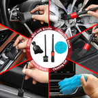 Qydipclin 10pcs Windshield Cleaner Tool, Car Window Cleaning Wash Kit with 4 Reusable Microfiber Pads 1 Spray Bottle and Extendable Handle Auto Glass Wiper Kit, Red