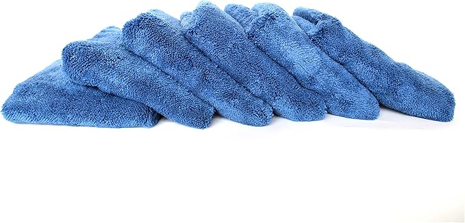 Maxshine 16”x24” Universal 6-Pack Dark Blue Microfiber Towel - 600GSM Ultimate Crazy with Silver Silk Border - Rinse-Free, Scratch-Free Drying Towels for Cars - Perfect for Car Detailing