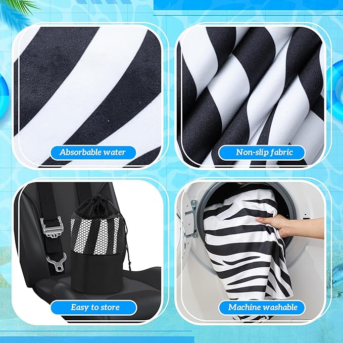Hahafelt 2 Pack Car Seat Towel Covers with Storage Bag, 63 x 32 Inch Universal Non Slip Waterproof Sweat Protector for Car Truck, Gym Swimming Running, Machine Washable (Zebra)