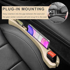 2 PCS Car Seat Gap Filler Organizer, Multifunctional Gap Fillers Between Seat and Center Console, Recessed Storage Organizer Stop Things from Dropping for Car Truck SUV (Beige)