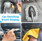 17Pcs Car Cleaning Kit Windshield Cleaner Tool with 3 Extra Microfiber Pads Car Interior Detailing Brushes Dash Duster & Microfiber Towels All-in-One Car Cleaning Supplies for Women Men