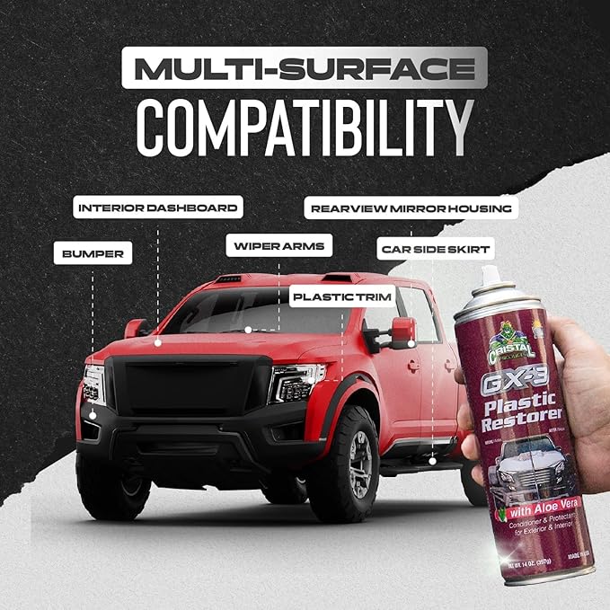 GX-3 Plastic Restorer – Black Plastic Restorer for Cars & Automotive Trim Restorer – Interior Car Cleaner & Exterior Faded Plastic, Vinyl & Rubber Renewer with Aloe Vera 3PK (8 fl oz)