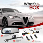Wireless Backup Rear View Camera - Waterproof License Plate Car Parking Rearview Reverse Safety/Vehicle Monitor System w/ 4.3” Mirror Video LCD, Distance Scale Lines, Night Vision - Pyle PLCM4590WIR