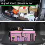 Femuar Car Trunk Organizer,Car Storage Organizer with 72L Large Capacity Waterproof Collapsible and 11 Pockets,Trunk Organizer for Car Suv/Jeep/Sedan, Large Size, Pink
