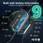 Level 2 EV Portable Charger for Tesla, 32A 240V ETL Certificated,NEMA 14-50,NACS Connector, 25FT Cable, Adjustable 16A-32A, LCD Display, Plug-and-Play Fast Charging Station for Home/Outdoor