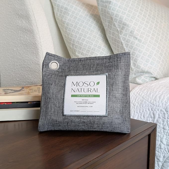 Moso Natural Air Purifying Bag 600g, Premium Bamboo Charcoal Odor Absorber, Room Deodorizer for Large Spaces, Bedroom, Kitchen, Basement, Pet Odor Eliminator for Home, 21oz Charcoal Bags