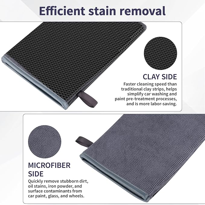 2 Pcs Fine Grade Clay Mitt for Car Detailing, Synthetic Clay Towel Glove for Paint Decontamination, Removes Dirt, Grime & Iron Contaminants from Paint, Glass & Wheels