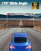 3 Channel Dash Cam,4K+1080P Dash Cam Front and Rear Inside, Dash Camera for Cars, Triple Car Camera with 32GB Card,Built-in G-Sensor, 2’’ IPS Display Car Camera,Loop Recording,24Hr Parking