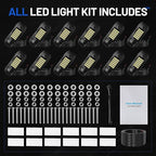 12 Pods 6500k White Rock Lights, IP68 Waterproof 36 LEDs SMD Chips Underglow Kit for Truck Pickup SUV UTV ATV RZR Car Boats