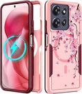 LISEVOfor Moto G Power 2025 Case - for Motorola Moto G Play 2025 Case Compatible with MagSafe Women Cute Girls Magnetic Protective Phone Cover Girly Flowers Blossom Heavy Duty Shockproof Design