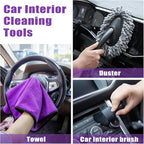 AUTODECO Windshield Cleaner Tool, 17Pcs Car Interior Detailing Kit, Detailing Brush, Towels, Duster, Car Cleaning Kit Interior for RVs, Truck, Trailer (Purple)