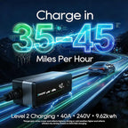 Level 2 EV Charger for Tesla (NACS Connector), 40A 240V NEMA 14-50 Plug, 25FT Cable Portable EV Charger for Home/Outdoor, Adjustable 16-40A with LCD Display, ETL Certified Fast Charging