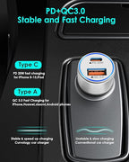 iPhone Fast Car Charger,[Apple Certfied] 38W Dual USB C Car Charger Adapter All Metal 2 Port Quick Charging with 2Pack Apple Lightning Cable for iPhone 13 Pro Max Mini 12 11 Xr Xs X 8 AirPods iPad