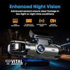 Vital Dash Camera Pro 2026 Dashcam Front and Rear Camera for Cars Dual Car Camera with Night Vision, G-Sensor 24/7 Parking Surveillance, Loop Recording, Wide Angle Easy Setup Vital Dash Cam Pro FHD