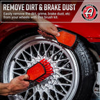 Adam's Wheel & Tire Brush Combo (2-Item) - Includes Wheel Brush & Tire Brush for Cleaning Rubber, Plastic, Chrome, Metal, Aluminum, Rim & Spoke Surfaces