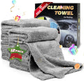 Car Wash Drying Towels, 450gsm Ultra-Thick Absorbent Lint-Free Extra Soft Microfiber Rags for Car Detailing, Interior & Exterior Cleaning Cloths, 16in x 16in - Coral Fleece, Grey, 12 Packs