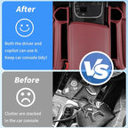 Kwak's Car Seat Gap Filler Organizer (2PC) – Fits 0.2"-1.2" Gap Premium Leather Car Console Organizer for Phone/Keys – Universal Front Seat Organizer for Car SUV Truck (Red)