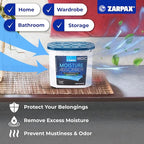 ZARPAX Moisture Absorber Activated Charcoal 18 oz/510g | Removes Moisture, Damp, Humidity & Odors | Odor Absorber | Moisture Trap for Bathroom, Closet, Kitchen & Small Spaces | Set of 4