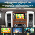 Car Radio Stereo with CD/DVD Player for Dodge RAM 1500 2500 3500 (2009-2012), for Jeep Wrangle/Unlimited (2007-2015),7 Inch Head Unit with CarPlay & Android Auto,Bluetooth & GPS Navigation