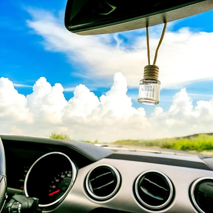 Urban Naturals Car Air Freshener Smoky Bourbon Scent Diffuser, Long Lasting Car Fresheners Made in USA, Odor Eliminating Technology, Hanging Auto Accessories + Vent Clip (3 Pack)