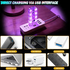 4 PCS Car LED Lights, USB Plug-in Rechargeable 8 High-Brightness,Portable Touch Control Dimmable Night Light for Car/Bedroom/Party/Holiday Decoration (1 Red&1 Blue& 1 Green& 1 Purple)