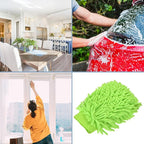 M METERXITY Microfiber Chenille Wash Mitt - Double Side Reusable Gloves for Cleaning Scratch-Free, Apply to Car Cleaning, Kitchen