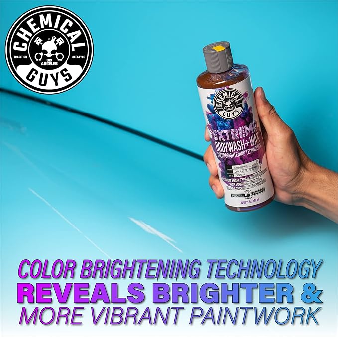 Chemical Guys CWS20764BK Car Wash Detailing Bucket, Mitt & Accessories Bundle (6 Items) Featuring Extreme Bodywash & Wax Foaming Car Wash Soap, 64 oz (.5 Gal) - Works on Cars, Trucks, SUVs, RVs & More