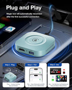 Magic Box 2026 Wireless CarPlay Adapter, AI Box Android Auto Supports Strea-ming Video for TikTok/YouTube, USB for Offline Media, Screen Mirroring Car Adapter for Factory Wired Car Play